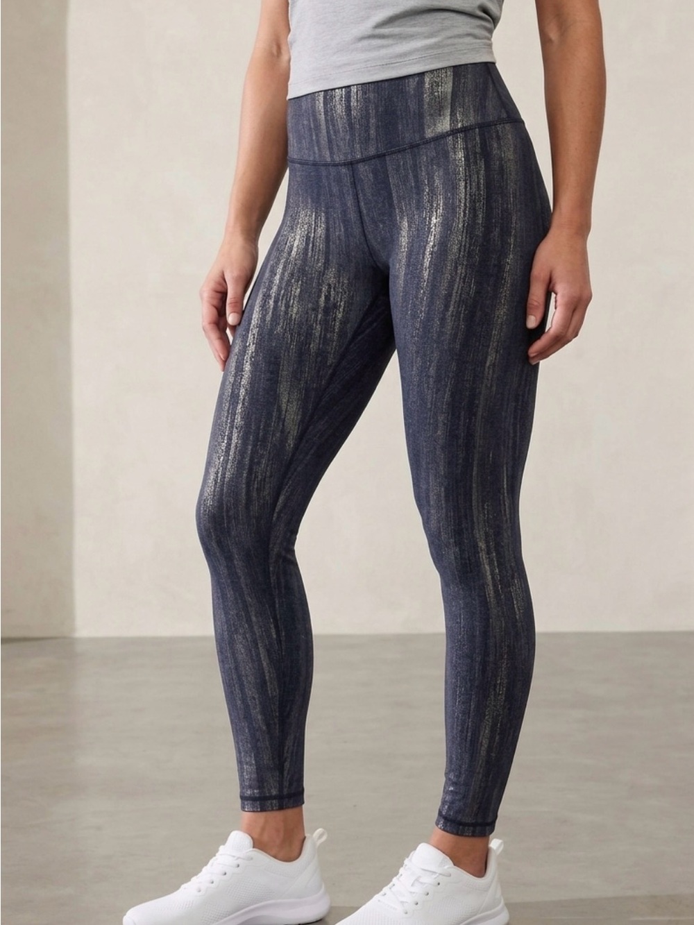 Victoria's Secret Navy Leggings with Metallic Gold Sheen